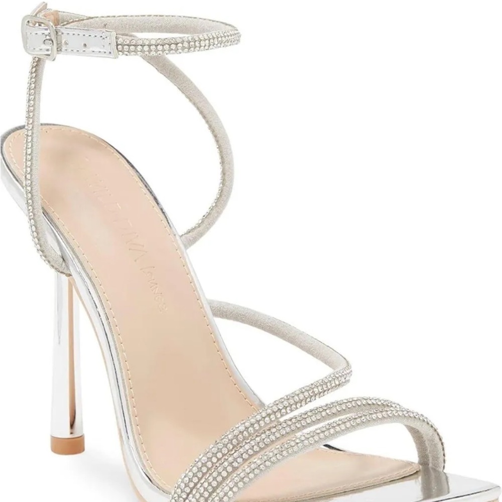 Wild Diva Silver Rhinestone Heels
